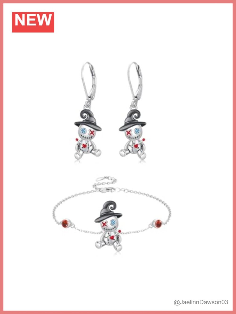 Voodoo Doll Earrings 925 Sterling Silver Gothic Dangle Women
